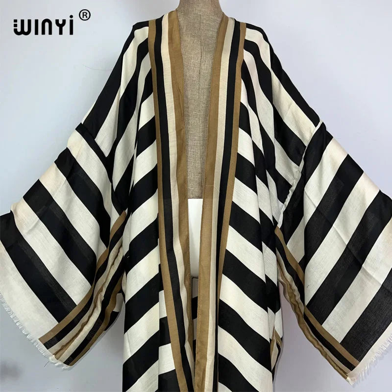 Winyi Sahara – Boho Stripe Maxi Kimono