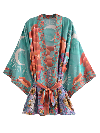 Celestia – Star and Moon Print Kimono Robe