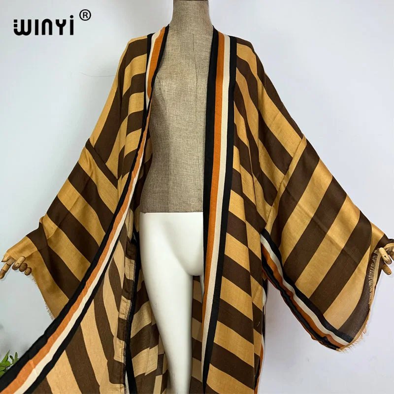 Winyi Sahara – Boho Stripe Maxi Kimono