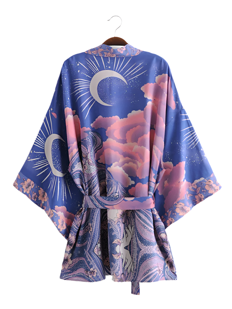 Celestia – Star and Moon Print Kimono Robe