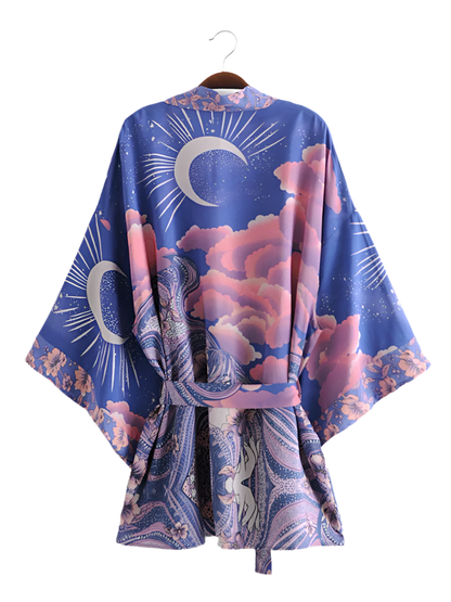 Celestia – Star and Moon Print Kimono Robe