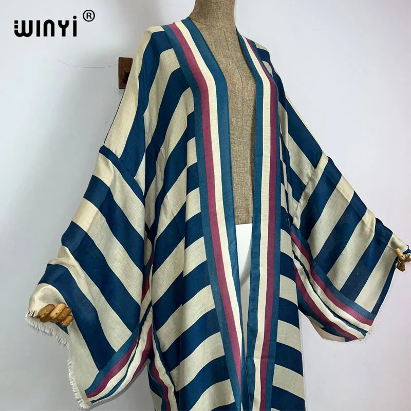 Winyi Sahara – Boho Stripe Maxi Kimono