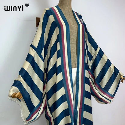 Winyi Sahara – Boho Stripe Maxi Kimono
