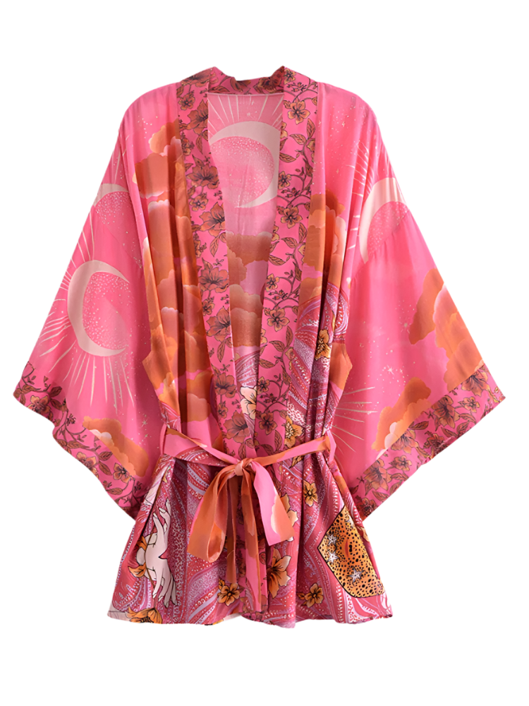 Celestia – Star and Moon Print Kimono Robe