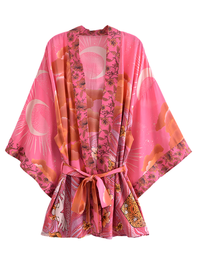 Celestia – Star and Moon Print Kimono Robe
