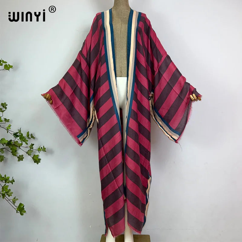 Winyi Sahara – Boho Stripe Maxi Kimono