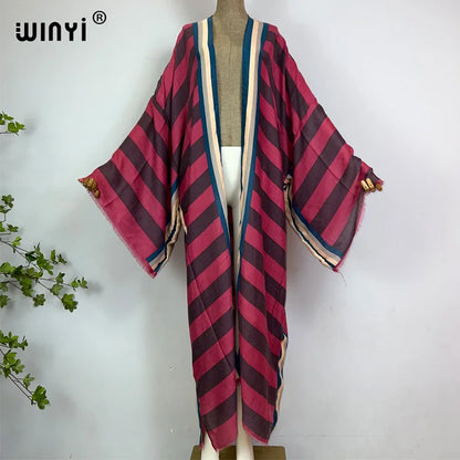 Winyi Sahara – Boho Stripe Maxi Kimono