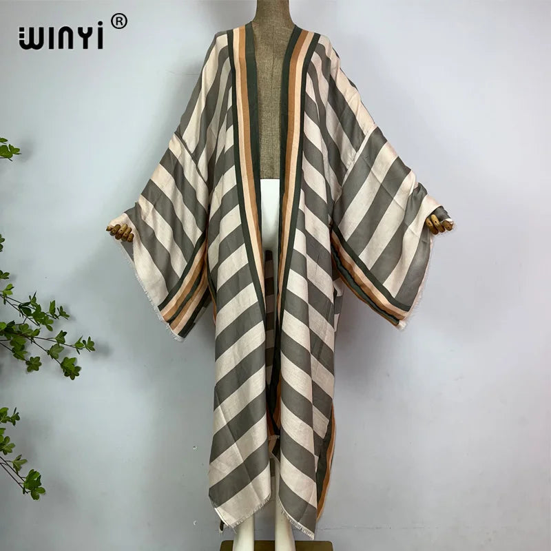 Winyi Sahara – Boho Stripe Maxi Kimono