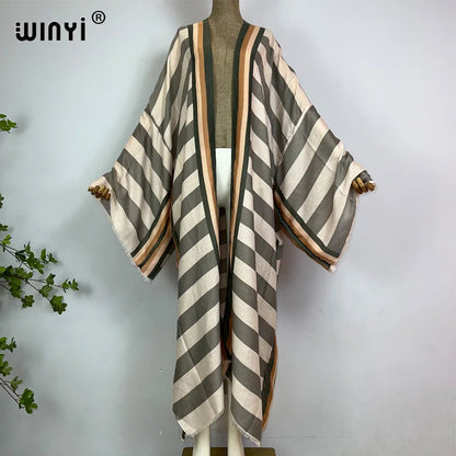 Winyi Sahara – Boho Stripe Maxi Kimono